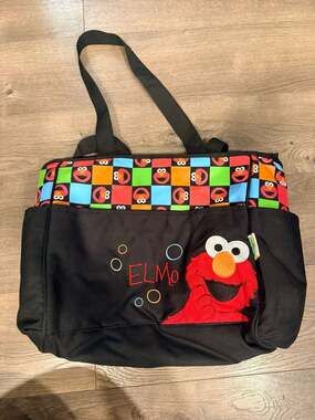 Vintage Sesame Street Elmo Diaper Bag Tote with Multi-Colored Patterns
